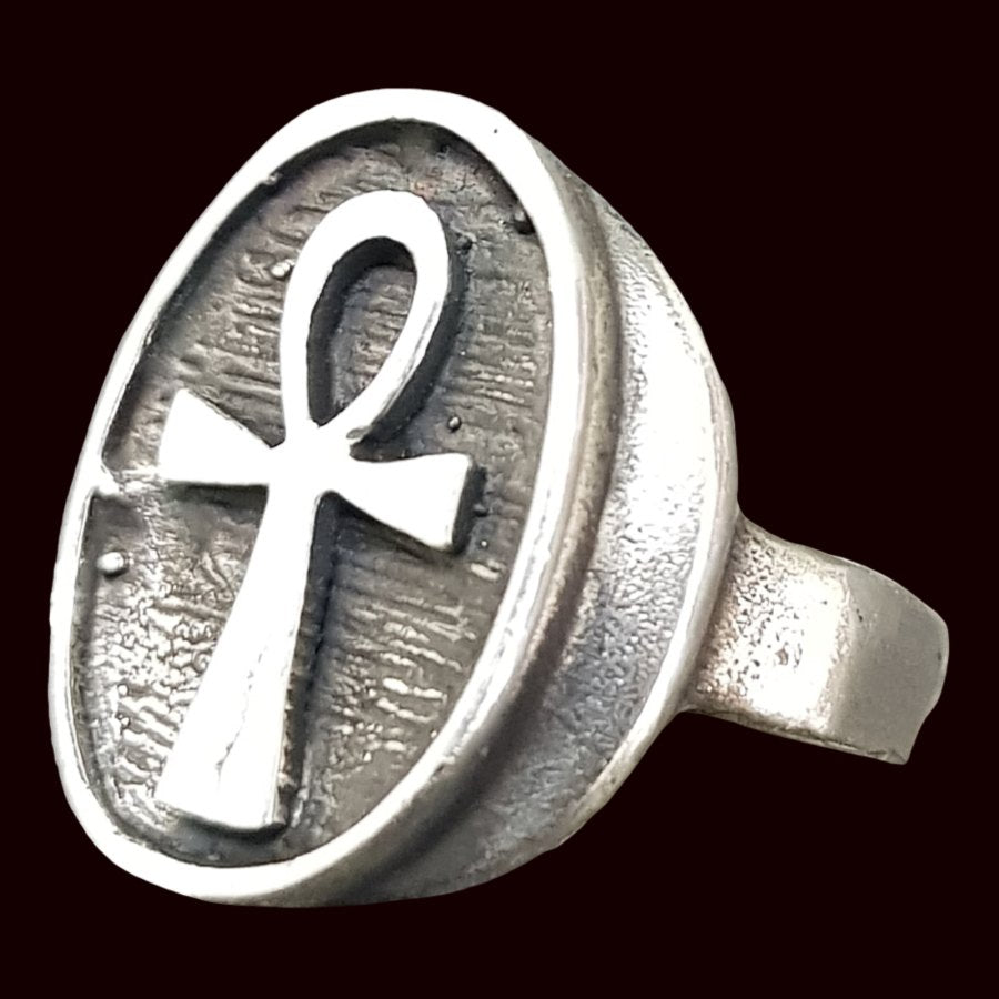 Egyptian Ankh Cross Ring in Silver 1.6 x 1 cm 5 g Art 910 - Bricks Masons