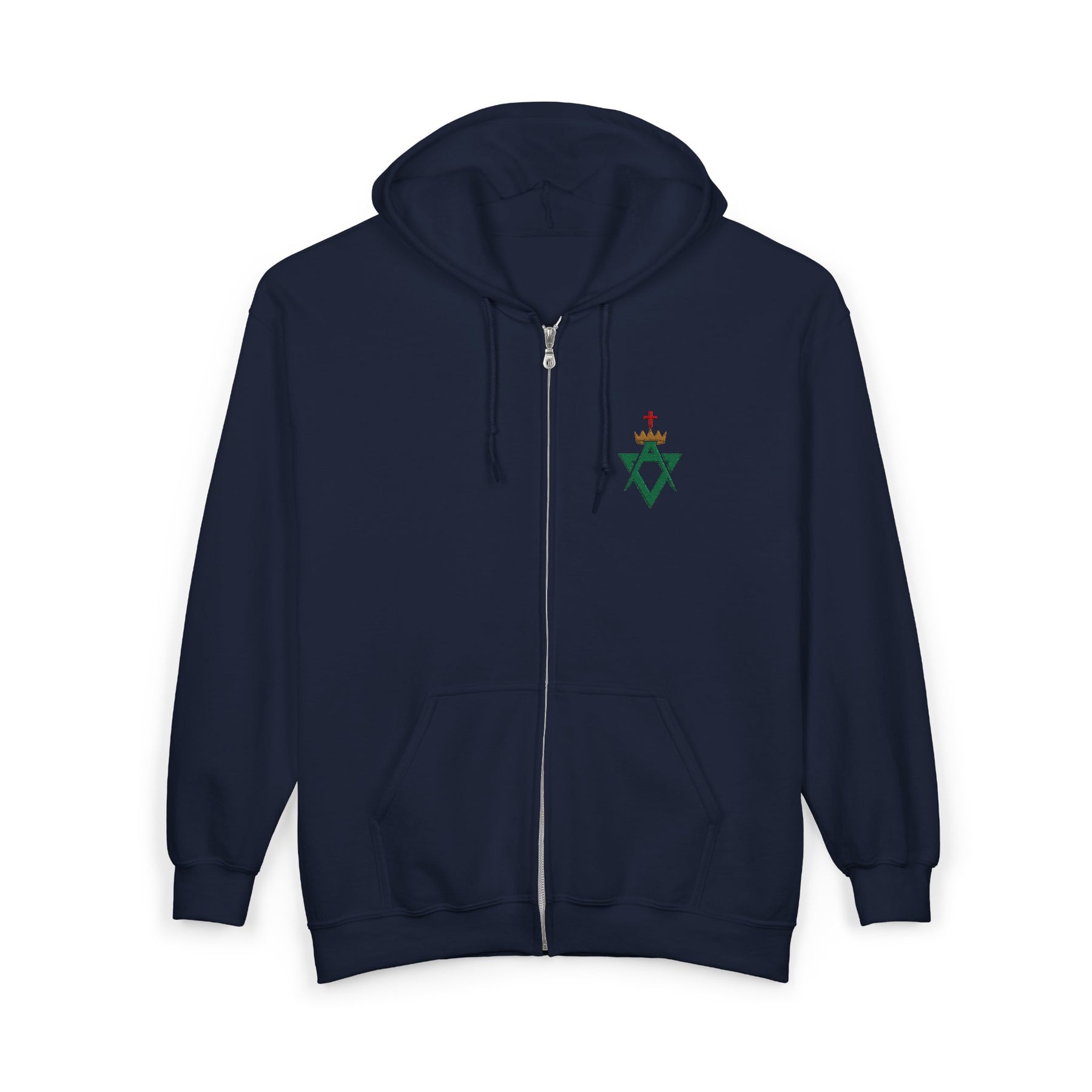 Allied Masonic Degrees Hoodie - Zip Up Jacket with AMD Emblem Embroidery - Bricks Masons