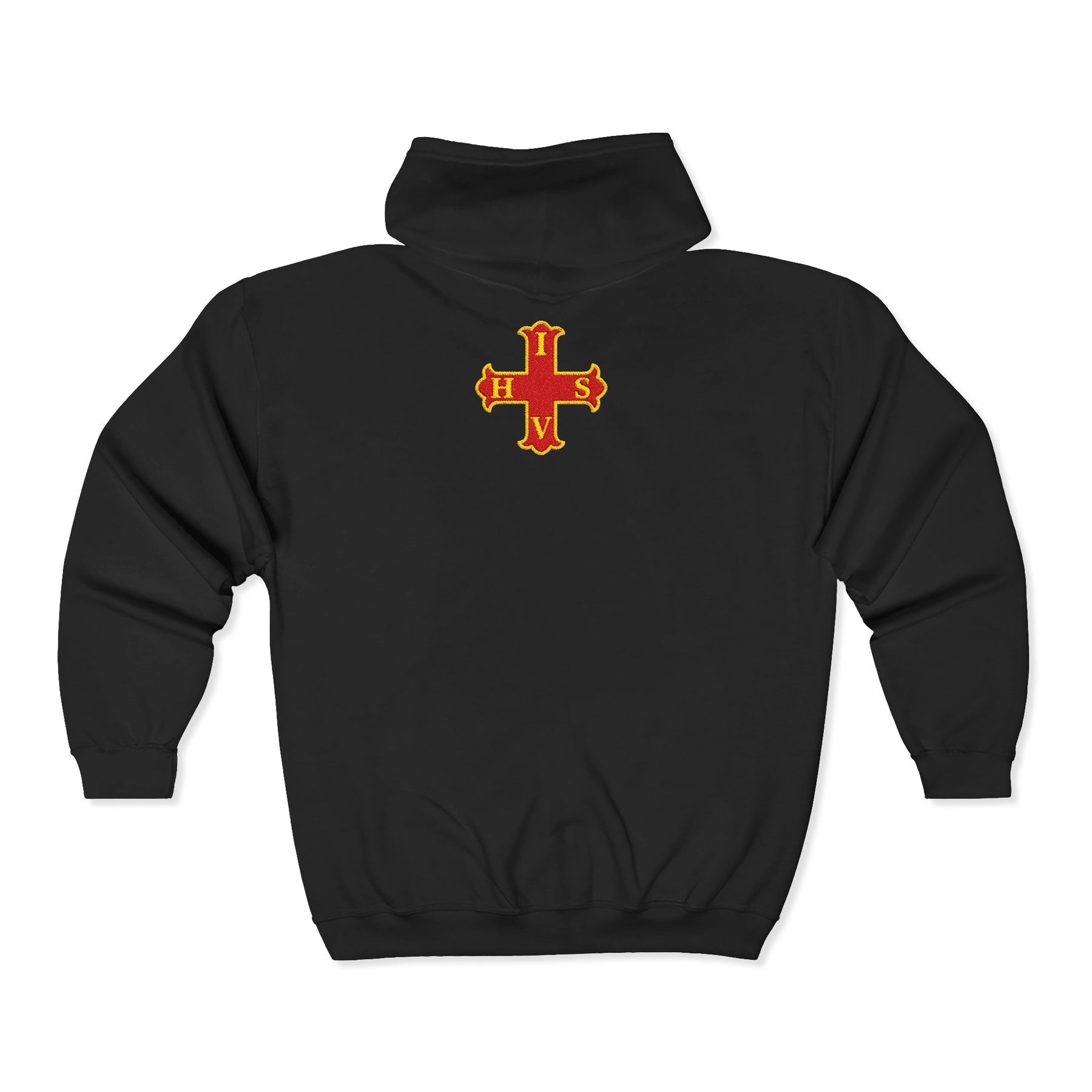 Red Cross of Constantine Hoodie - Zip Up Jacket Embroidered Front & Rear - Bricks Masons