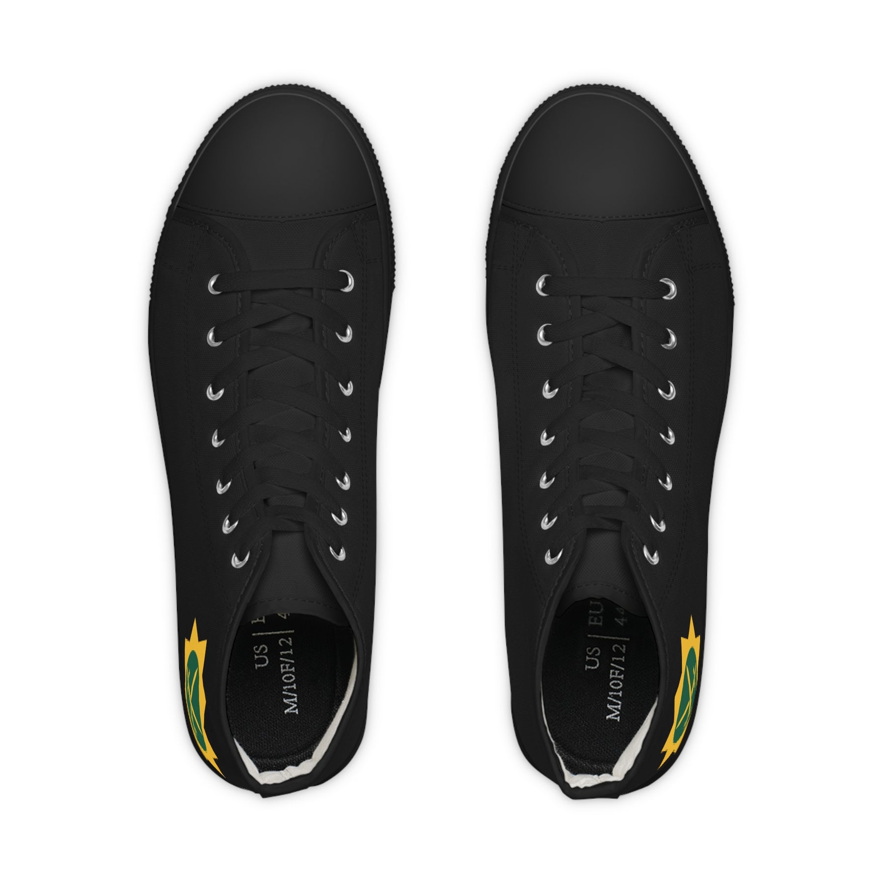 Red Cross of Babylone Sneaker - High Top Black & White Gold & Green Emblem - Bricks Masons