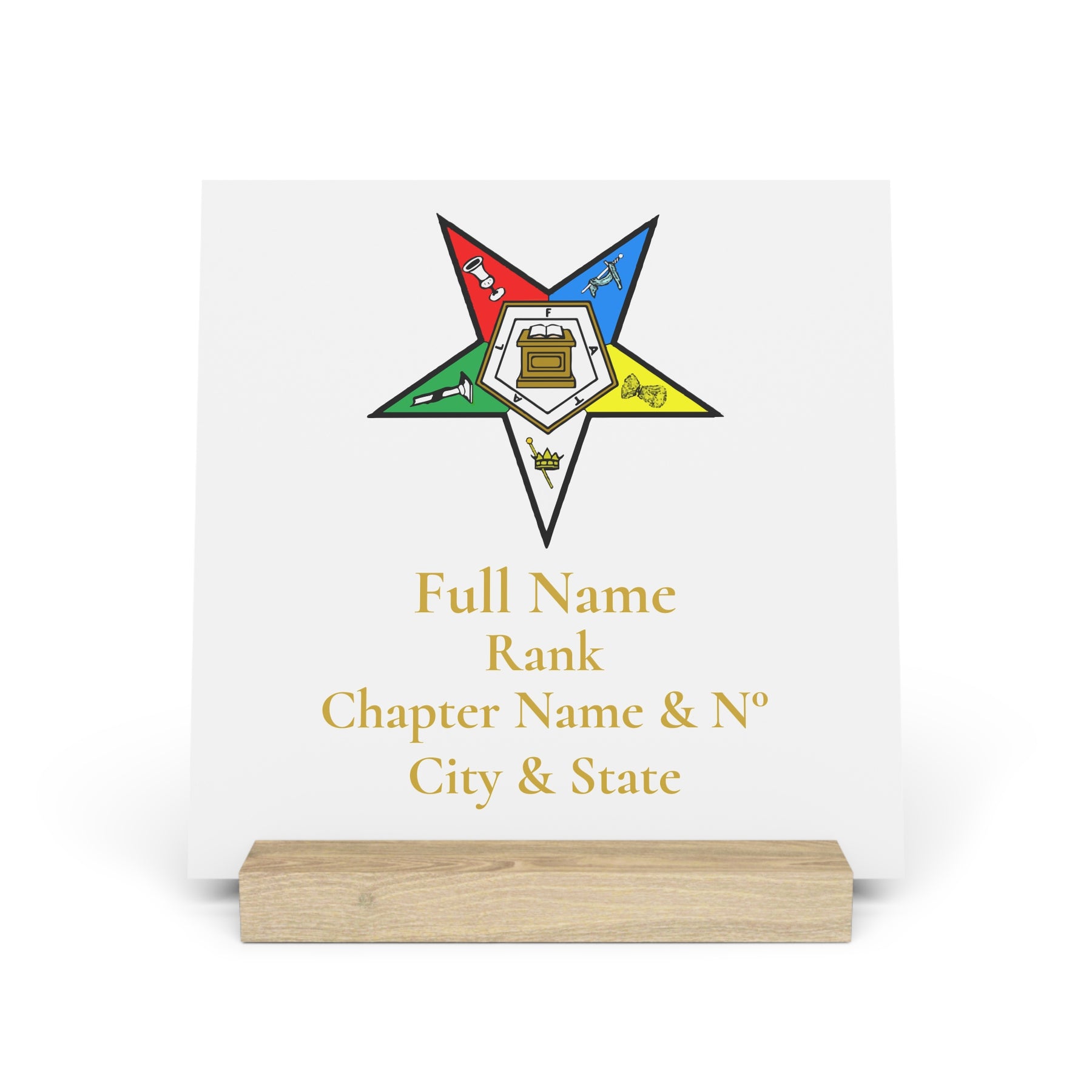 OES Plaque - Colorful Eastern Star with Personalization - Bricks Masons