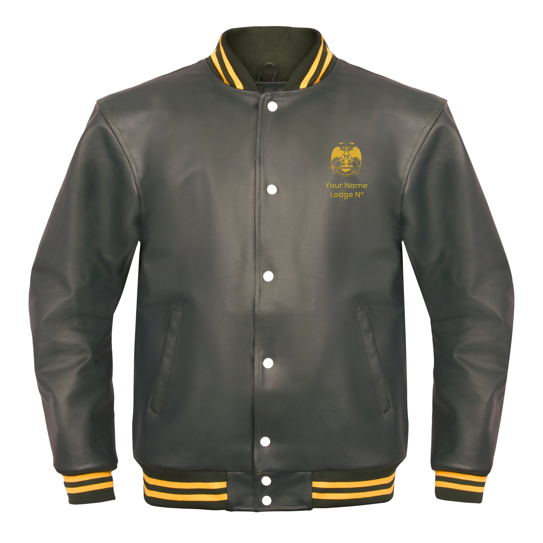 32nd Degree Scottish Rite Jacket - Wings Down Leather With Customizable Gold Embroidery - Bricks Masons