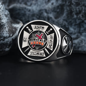 Knights Templar Ring - Sterling Silver In Hoc Signo Vinces