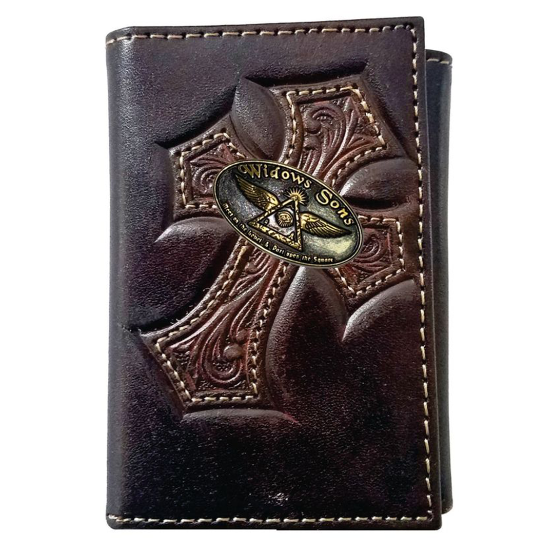 Widows Sons Wallet - Nocona Cross Trifold Chocolate - Bricks Masons