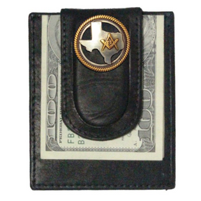 Master Mason Blue Lodge Wallet - Money Clip Black Leather