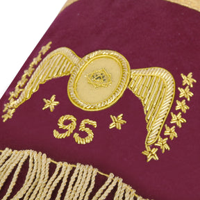 95th Degree Memphis Misraim French Regulation Regalia Set - Burgundy & Gold Hand Embroidery