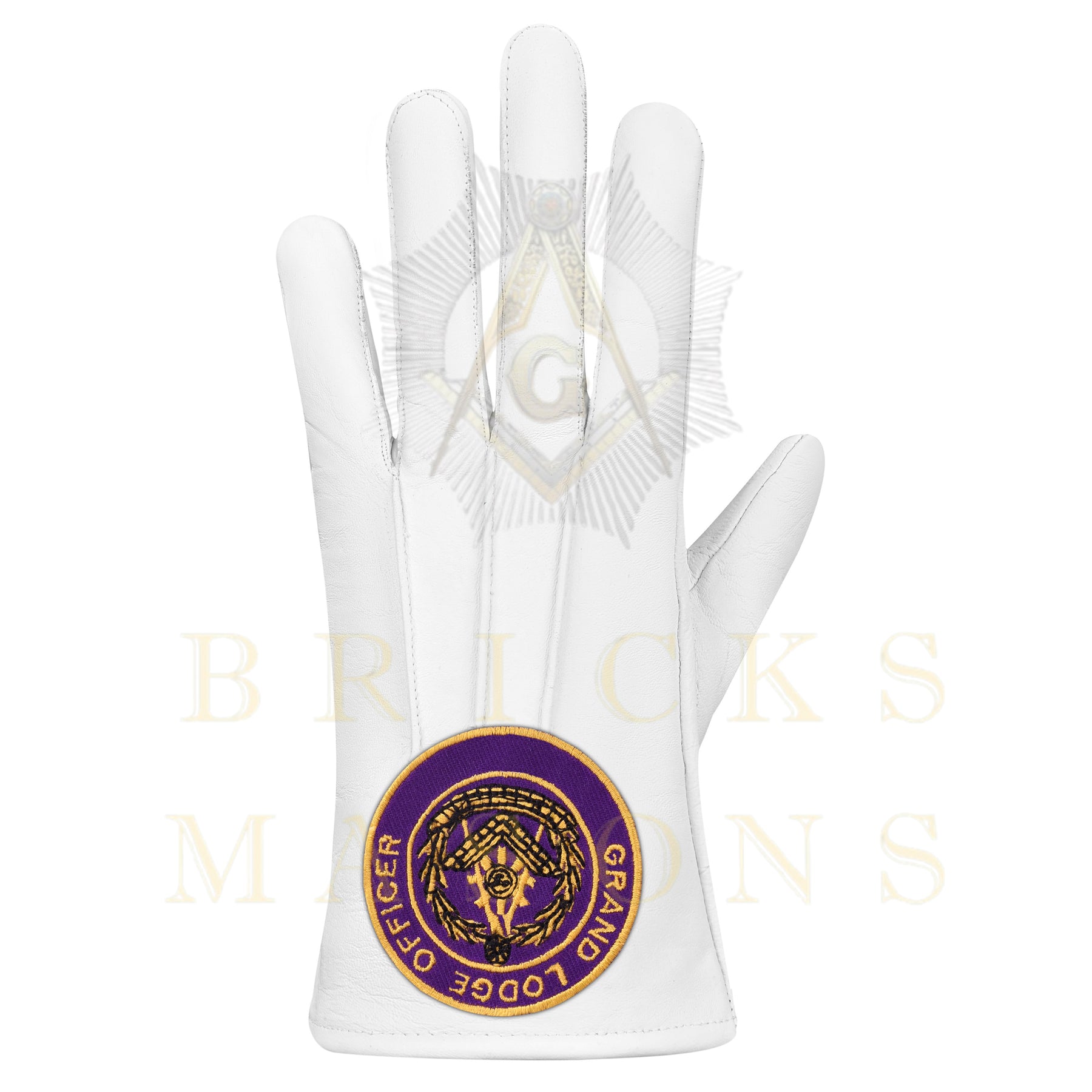 Past Grand Master Blue Lodge Gloves - White Leather Grand Lodge Officer