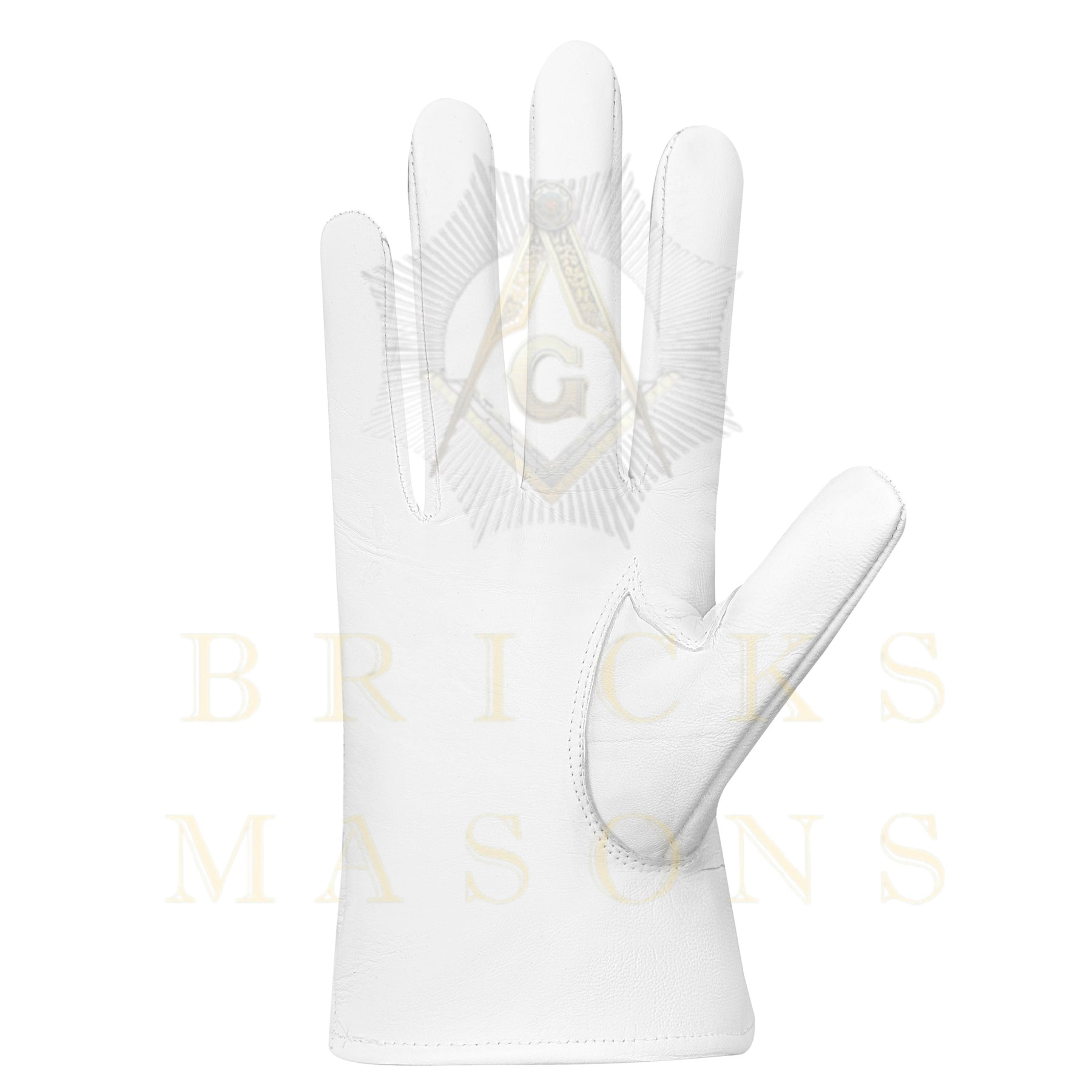 Grand Council Gloves - White Leather With Purple Patch - Bricks Masons