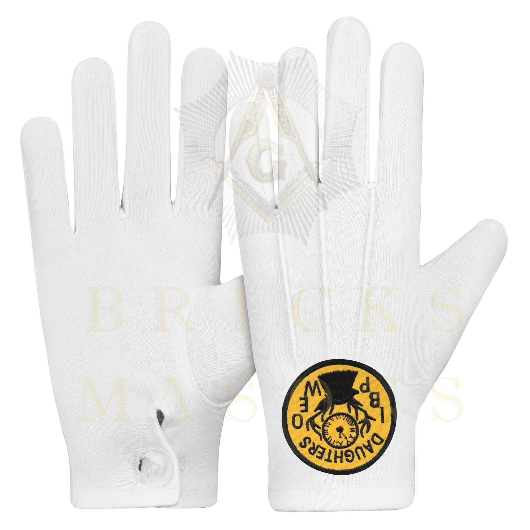 Elks of the World Gloves - White Cotton Daughters of IBPOEW - Bricks Masons
