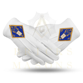 Past Grand Exalted Ruler Elks of the World Gloves - White Cotton - Bricks Masons