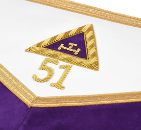 Chaplain Royal Arch Chapter Officer Apron - Purple Velvet with Bullion Hand Embroidery - Bricks Masons