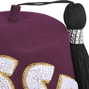 Shriners Fez Hat - Burgundy Wool Rhinestones Letters (5 rows as pictured)