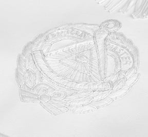 Past Grand Master Blue Lodge Apron - White Bullion Embroidery With Fringe - Bricks Masons