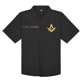 Master Mason Blue Lodge T-Shirt - York Rite Emblems With Customizable Text Cotton