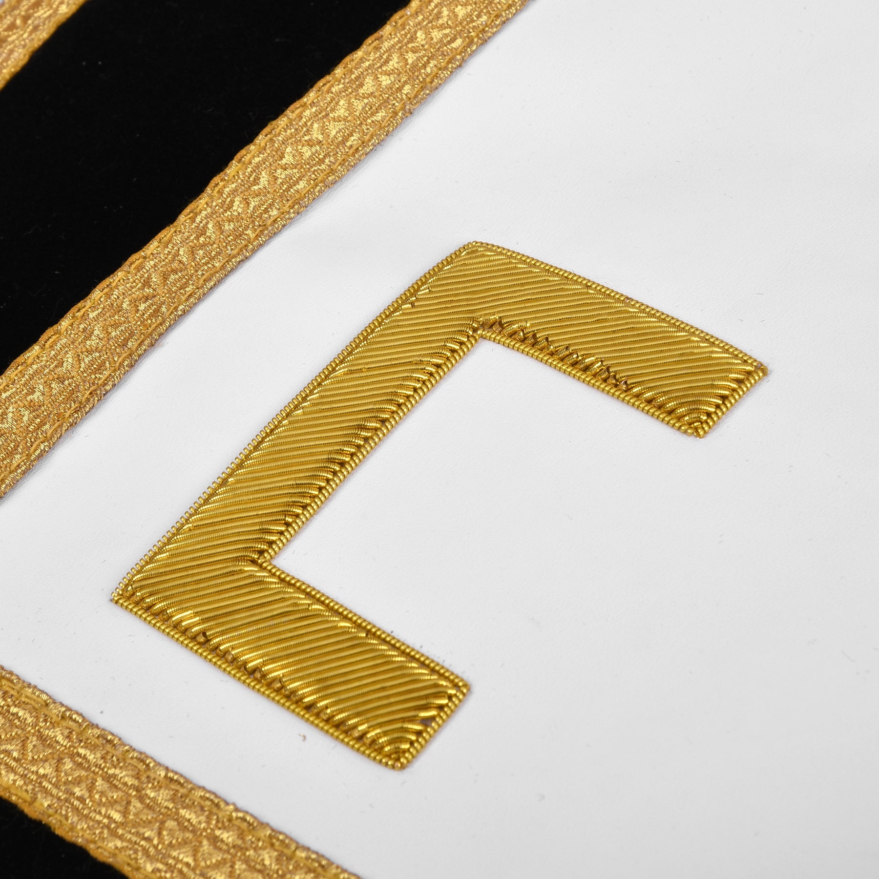 Apron - Ankh Cross Gold Bullion With Silver Braid Fringe - Bricks Masons