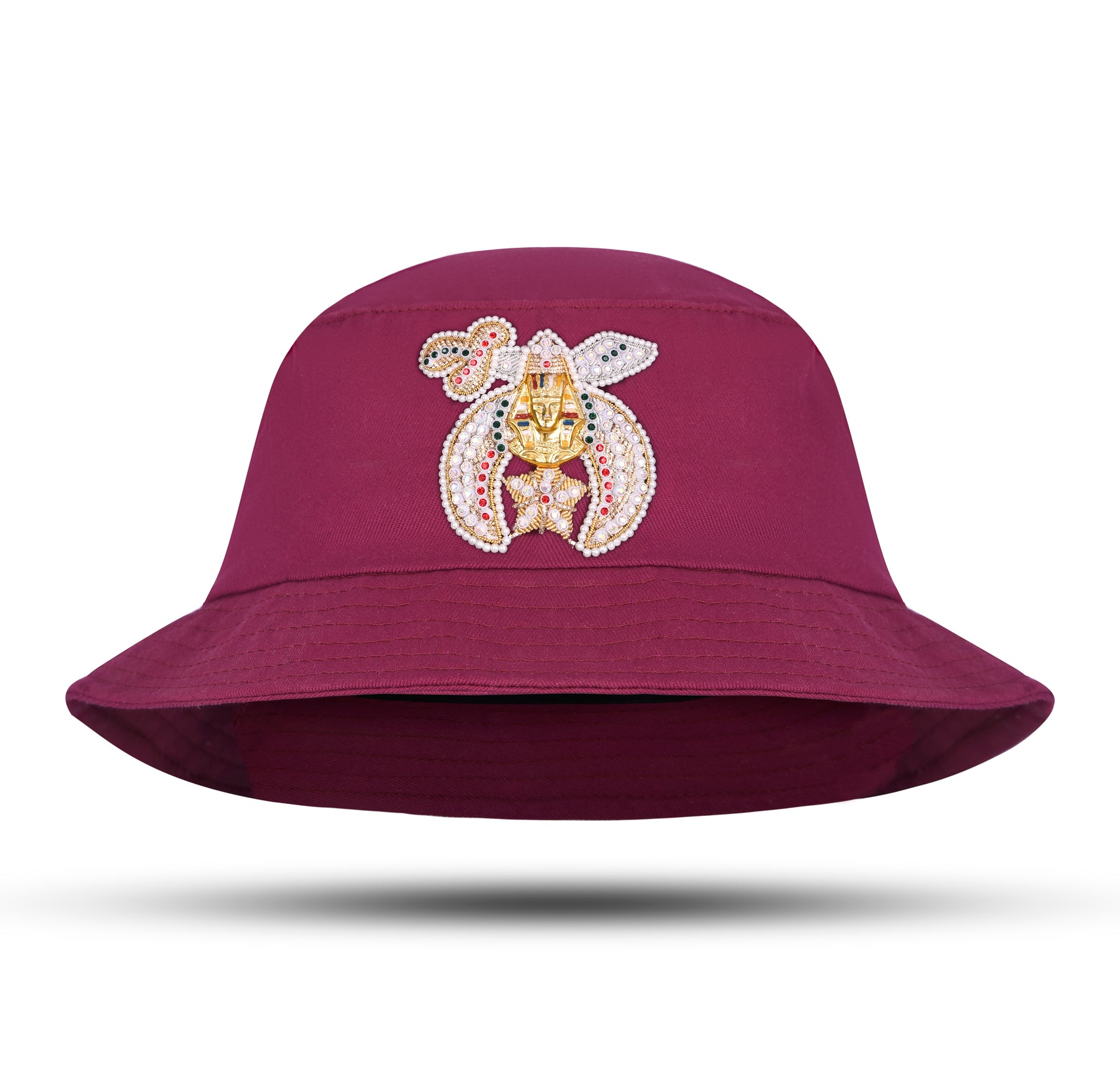 Shriners Bucket Hat - Cotton Hand Embroidery With Rhinestones