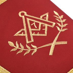 Master Mason Blue Lodge Cuff - Red with Gold Machine Embroidery Bullion & Fringe - Bricks Masons