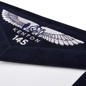 Senior Steward Officer Apron - Kenton Lodge Navy Velvet With Silver Embroidery Thread