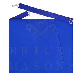 Senior Steward Blue Lodge Officer Apron -Blue Ribbon With Machine Embroidery Customizable Flap - Bricks Masons