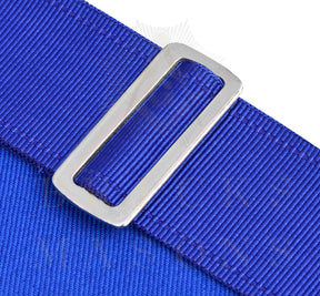 Senior Warden Blue Lodge Officer Apron - Blue Ribbon With Machine Embroidery Customizable Flap - Bricks Masons
