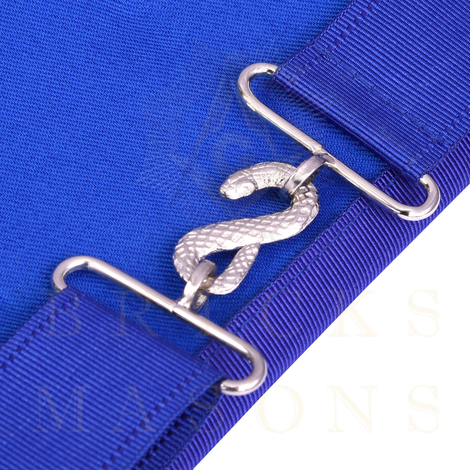 Organist Blue Lodge Officer Apron - Blue Ribbon With Machine Embroidery Customizable Flap - Bricks Masons