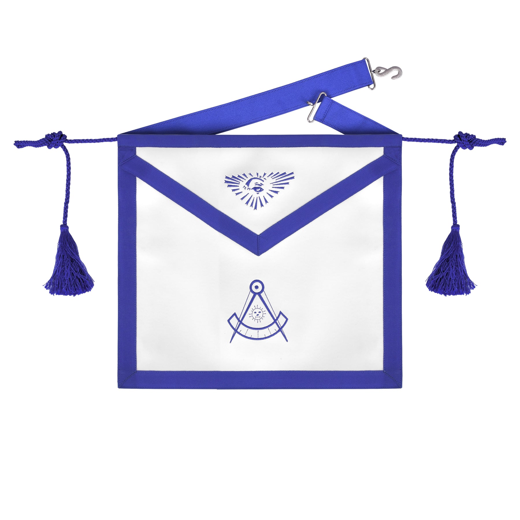 Past Master Blue Lodge Apron - Blue Ribbon With Tassels - Bricks Masons