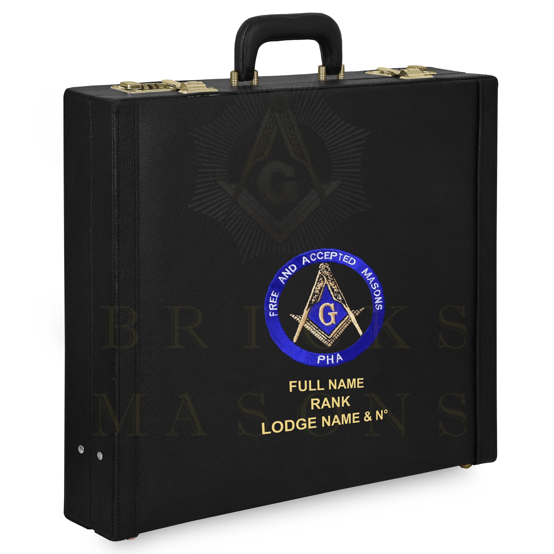 Master Mason Blue Lodge Apron Case - Machine Embroidery Free & Accepted Masons PHA Various Sizes - Bricks Masons