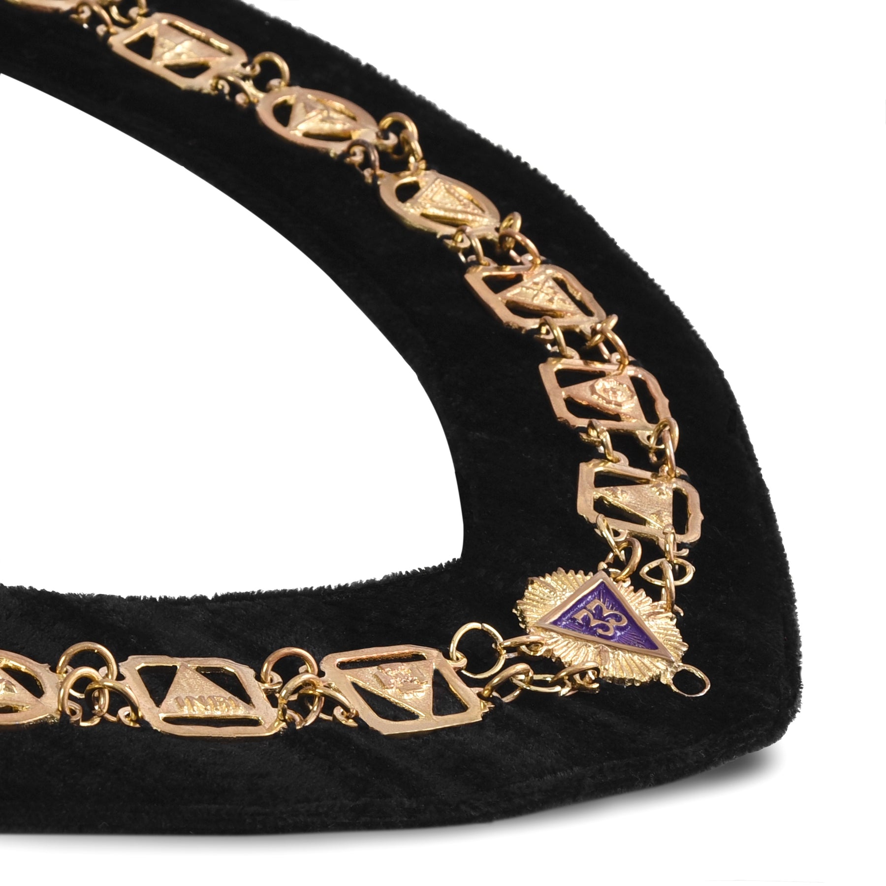 33rd Degree Scottish Rite Chain Collar - Gold Plated With Black Velvet Backing