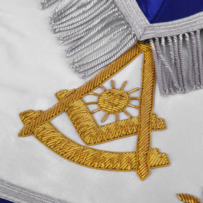 Past Master Blue Lodge California Regulation Apron - Hand Embroidery Gold Bullion With Silver Braid Fringe - Bricks Masons