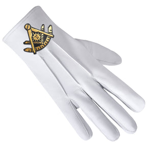 Past Master Blue Lodge California Regulation Glove - Leather With Gold Emblem - Bricks Masons