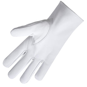 OES Glove - White Leather With Gold Gavel - Bricks Masons