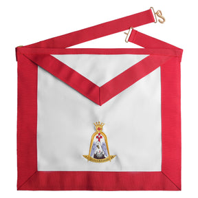 18th Degree Rose Croix Scottish Rite Apron - Red Borders With Colorful Emblem - Bricks Masons