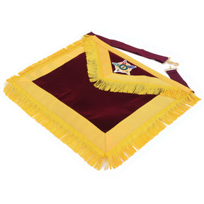 Order of Amaranth Apron - Maroon Velvet With Yellow Borders & Fringe - Bricks Masons