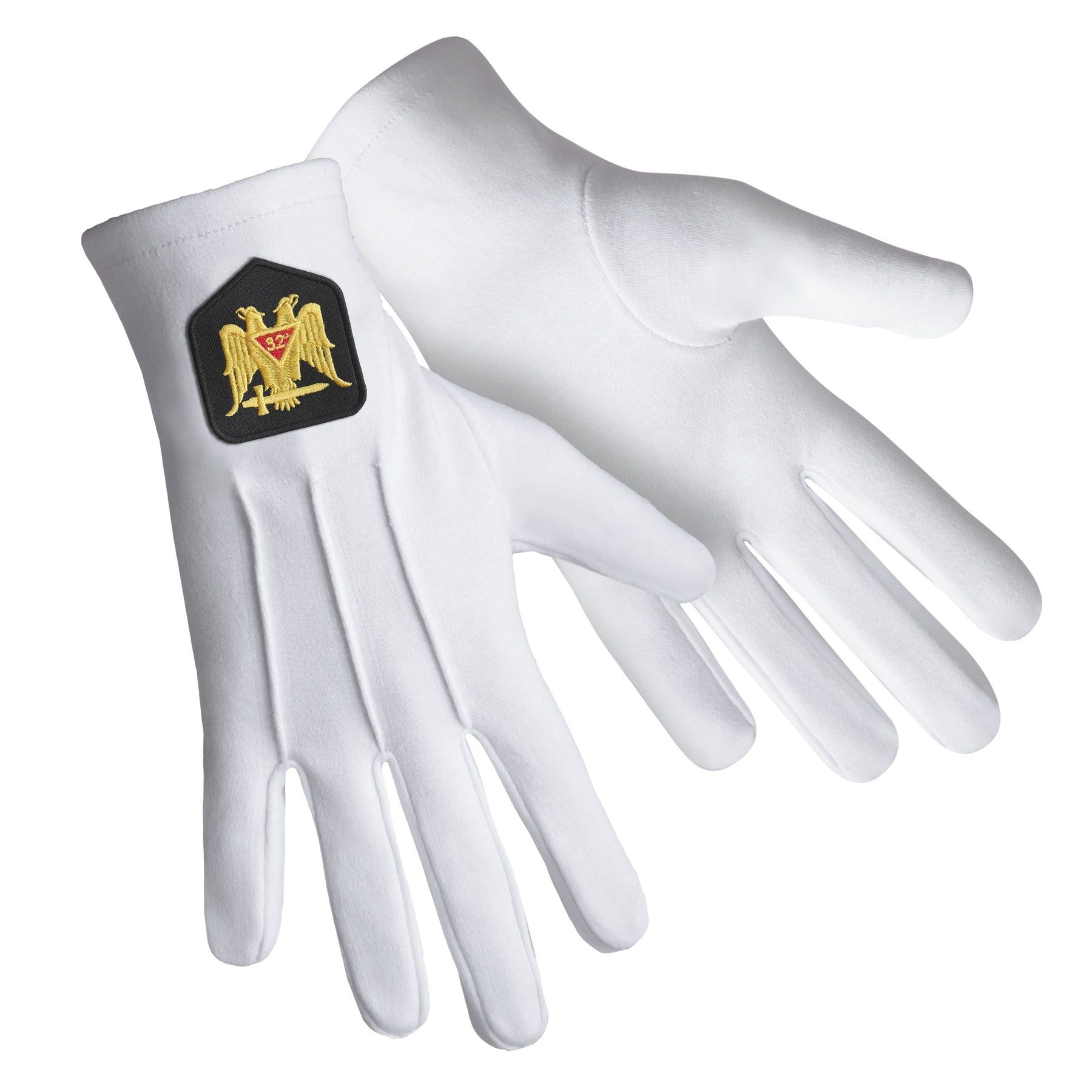 32nd Degree Scottish Rite Glove - Pure Cotton With Double Eagle - Bricks Masons