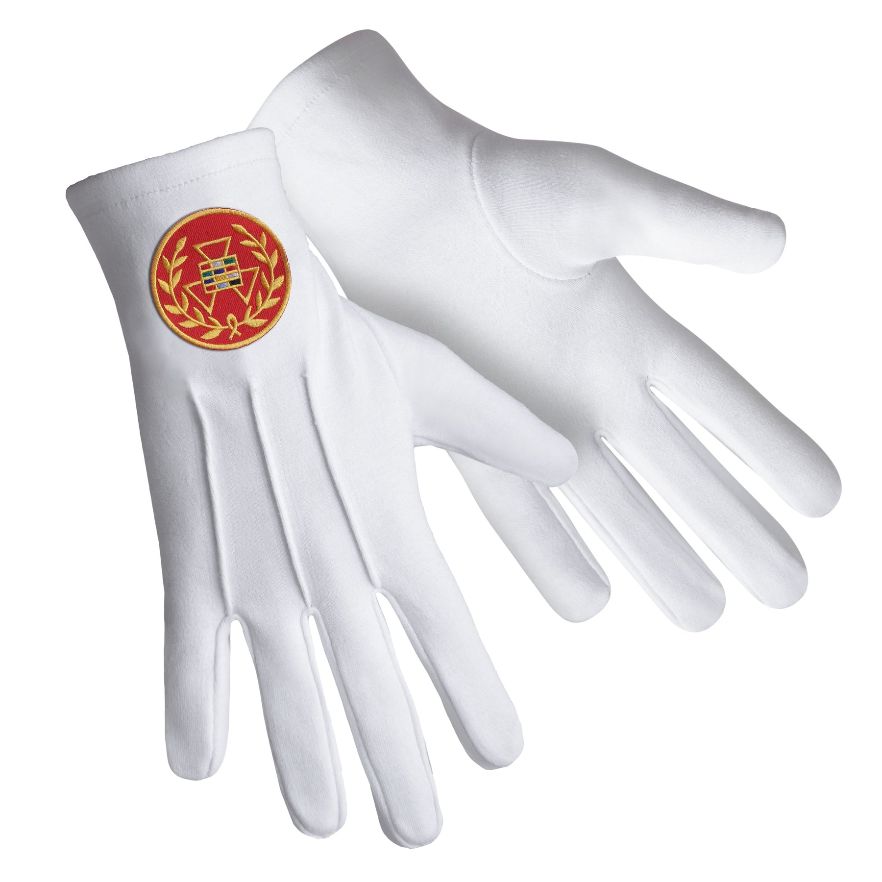 Past Grand High Priest Royal Arch Chapter Glove - Pure Cotton With Red Patch & Wreath - Bricks Masons