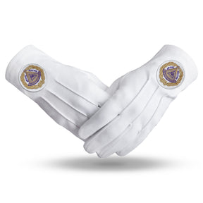 Grand Master Blue Lodge Glove - Pure Cotton With White Patch - Bricks Masons