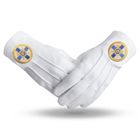 Eminent Prior KYCH Knights of the York Cross of Honour Glove - Pure Cotton With Round Patch - Bricks Masons