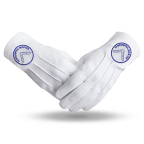 Worshipful Master Blue Lodge Glove - Pure Cotton With Blue & White Patch - Bricks Masons