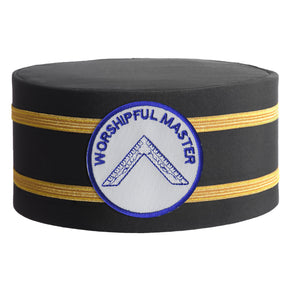 Worshipful Master Blue Lodge Crown Cap - White & Blue With Double Braid - Bricks Masons