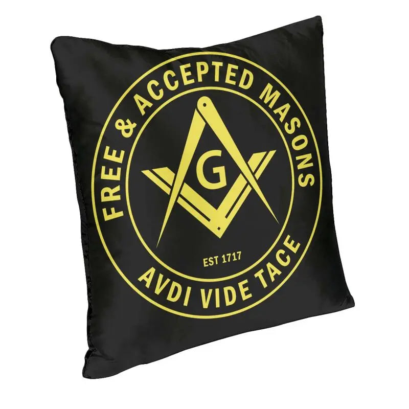 Master Mason Blue Lodge Pillowcase - Yellow Printed Velvet AVIDI VIDE TACE - Bricks Masons