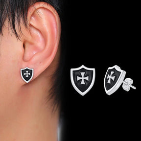 Knights Templar Commandery Earrings - Templar Shield Cross