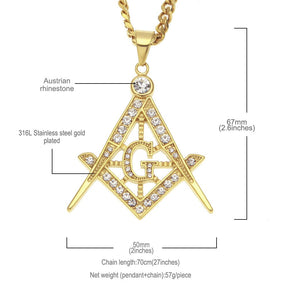 Master Mason Blue Lodge Necklace - Zirconia Stainless Steel