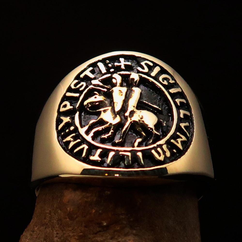 Knights Templar Commandery Ring - Gold Brass Sigillum MilItum XPISTI