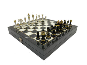 33rd Scottish Rite Chess Set - Wings Down Black Marble Pattern - Bricks Masons