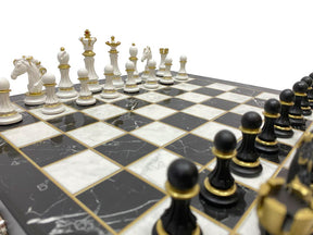 OES Chess Set - Black Marble Pattern - Bricks Masons