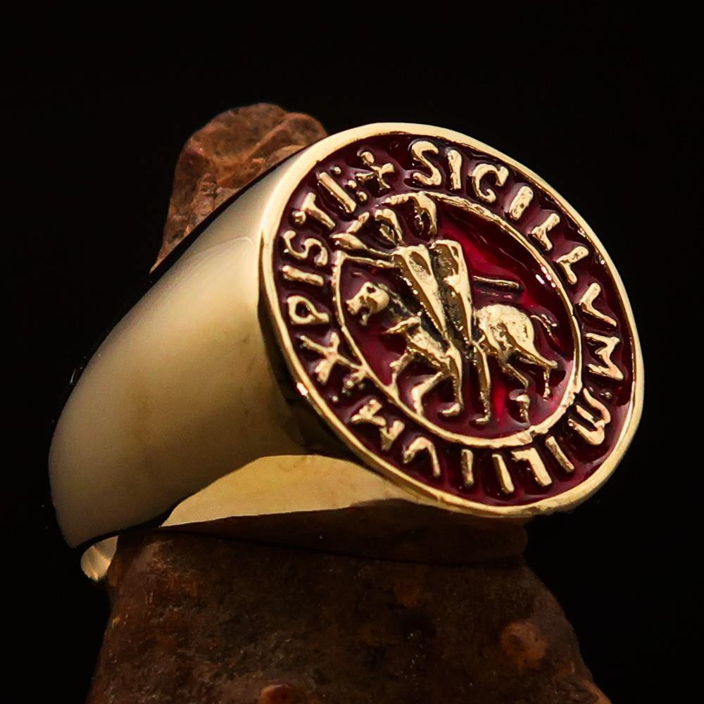 Knights Templar Commandery Ring - Gold & Red Sigillum MilItum XPISTI