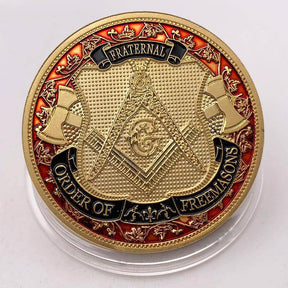 Master Mason Blue Lodge Coin - Fraternal Order of Freemasons Gold plated