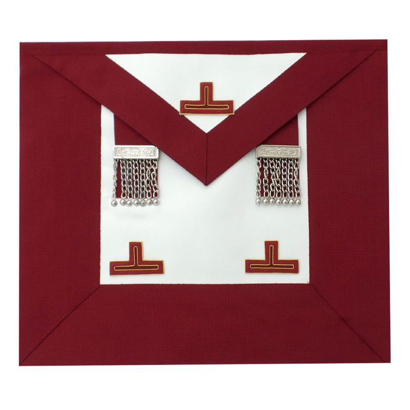 Grand Steward Craft English Regulation Apron - White & Wide Maroon