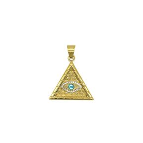 Eye Of Providence Necklace - Blue All Seeing Eye Gold Plated Pendant - Bricks Masons