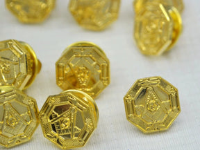 Master Mason Blue Lodge Lapel Pin - Full Gold Plated Square & Compass G Tools - Bricks Masons